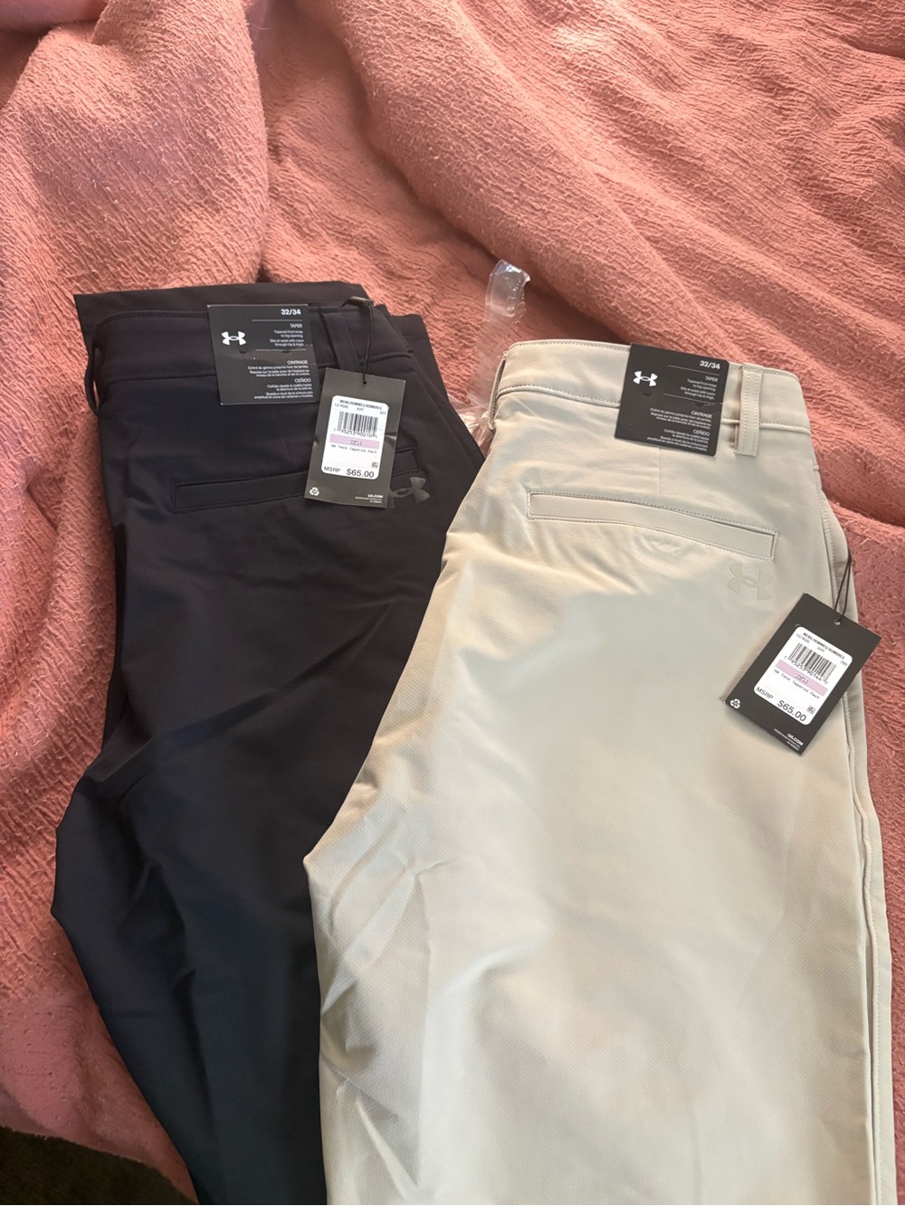Under Armor Mens Performance Chino Pants - Black & Khaki 2 pairs. New with tags.